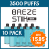10 PACK MINT ICE – BREZE STIIK BOX – 3500 PUFFS import placeholder for 73828