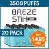 20 PACK MINT ICE – BREZE STIIK BOX – 3500 PUFFS import placeholder for 73829