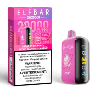 elf bar gh20000 disposable vape great white peach