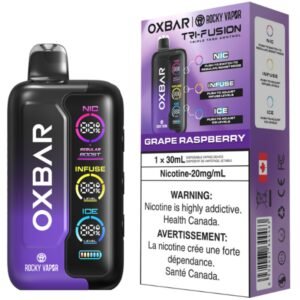rocky vapor oxbar tri fusion disposable vape grape raspberry