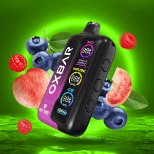 rocky vapor oxbar tri fusion disposable vape peach berry