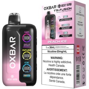 rocky vapor oxbar tri fusion disposable vape peach ice