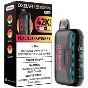 rocky vapor oxbar g42k disposable vape peach strawberry