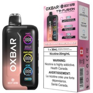 rocky vapor oxbar tri fusion disposable vape peach watermelon ice