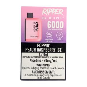 rufpuf ripper 6000 disposable poppin' peach raspberry ice