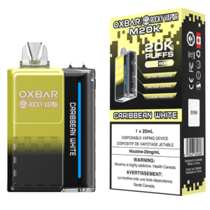 rocky vapor oxbar m20k disposable vape caribbean white