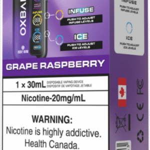 rocky vapor oxbar tri fusion disposable vape grape raspberry