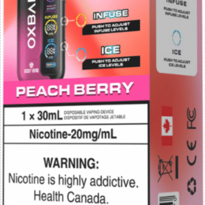 rocky vapor oxbar tri fusion disposable vape peach berry