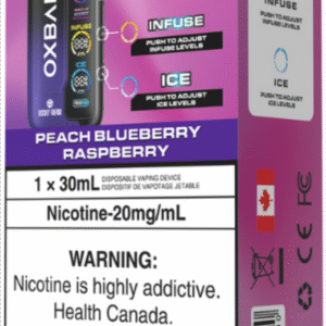 rocky vapor oxbar tri fusion disposable vape peach blueberry raspberry