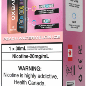 rocky vapor oxbar tri fusion disposable vape peach watermelon ice