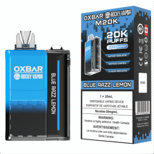 rocky vapor oxbar m20k disposable vape blue razz lemon