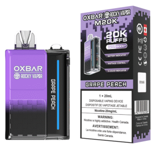 rocky vapor oxbar m20k disposable vape grape peach