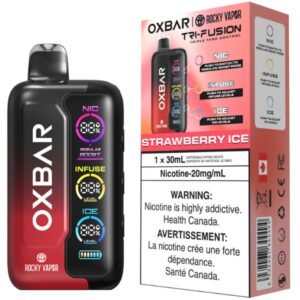 rocky vapor oxbar tri fusion disposable vape strawberry ice