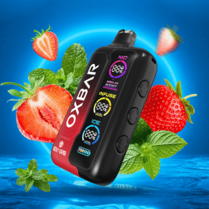 rocky vapor oxbar tri fusion disposable vape strawberry ice