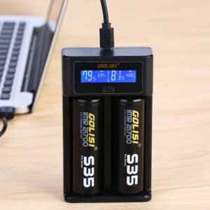golisi i2 smart usb charger with lcd screen (2 bay)